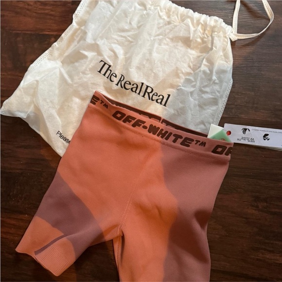 Off-White Coral and Brown Biker Shorts - Picture 1 of 1